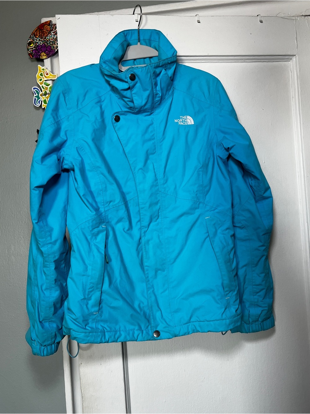 OBO- North Face Aqua Blue Ski Jacket (Missing Hood- will not be included)